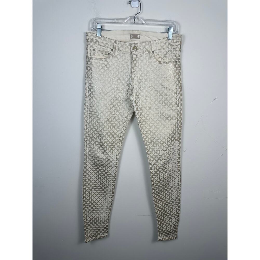 MOTHER The Looker Jeans Women 30 Gold Creme Good Foil Skinny Denim 1790